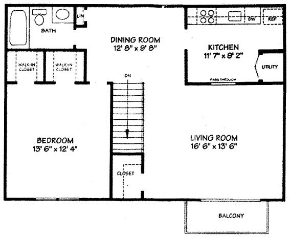 1 bedroom with balcony floor plan